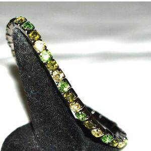 Snazzy Black Metal Multi Color Crystal Insets 5" Expandable Tennis Y2k Bracelet